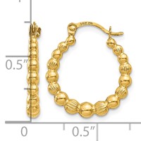 14K Yellow Gold Beaded Hoop Earrings view 4
