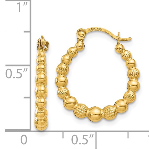 Gold Diamond-cut Beaded Hoop Earrings