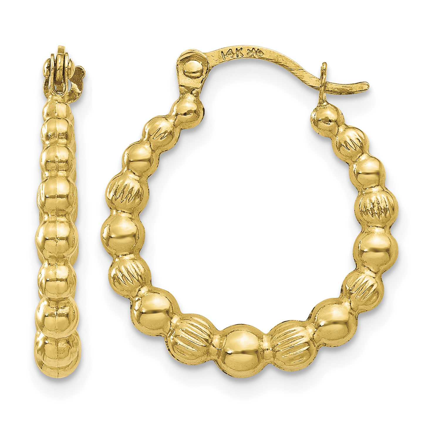 14K Beaded Hoop Earrings (TL757)