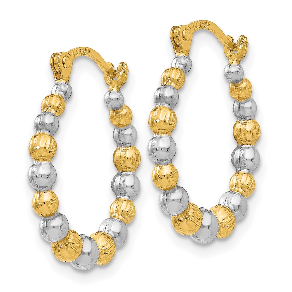 14K & Rhodium Beaded Hoop Earrings (TL758)