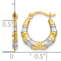 14K & Rhodium Hollow Bamboo Hoop Earrings view 4