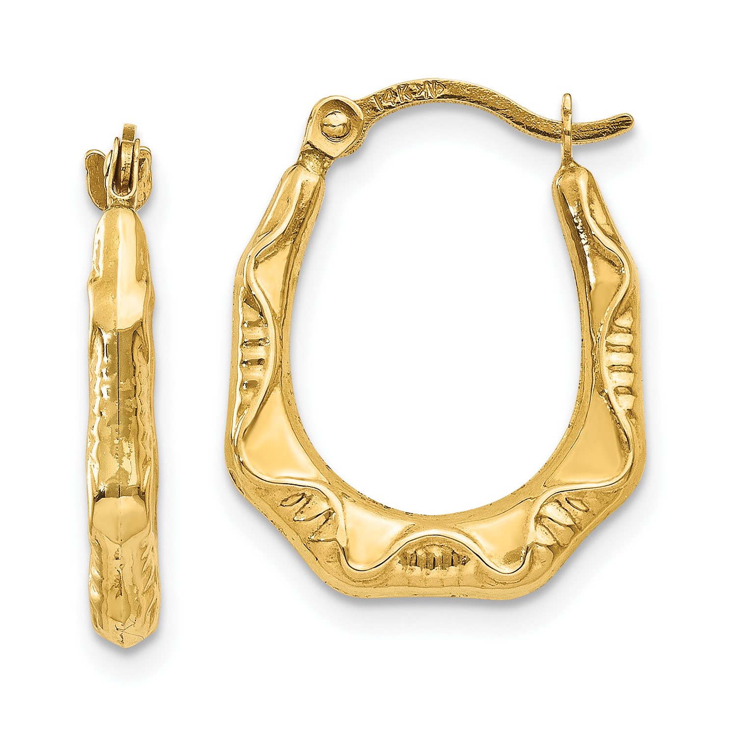 14k Yellow Gold Hollow Oval Hoop Earrings (0.6IN x 0.5IN) | eBay