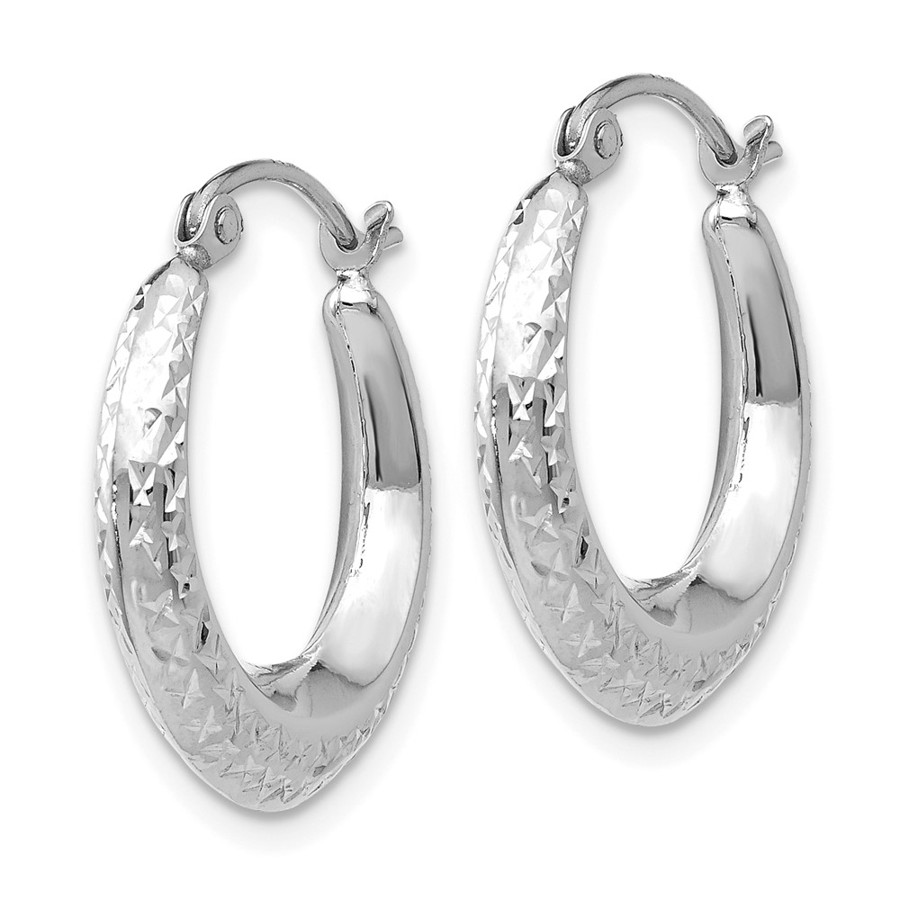 14K White Gold Textured Hollow Hoop Earrings (TL779)