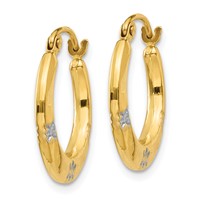 14K & Rhodium Flowers Hollow Hoop Earrings view 2