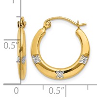 14K & Rhodium Flowers Hollow Hoop Earrings view 4
