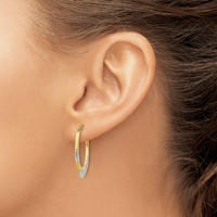 14K & Rhodium Hollow Oval Hoop Earrings view 3