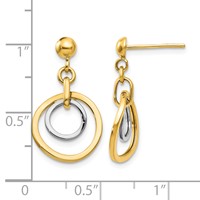 14K Two-tone Circle Dangle Post Earrings view 4