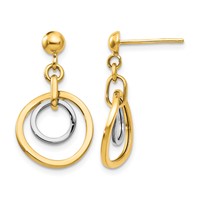 14K Two-tone Circle Dangle Post Earrings view 1
