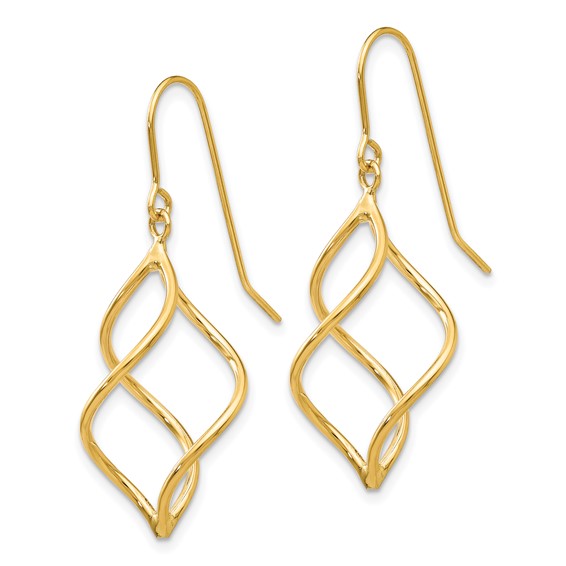 Gold Twisted Dangle Shepard Hook Earrings
