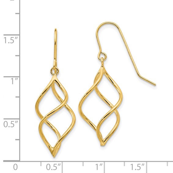 Gold Twisted Dangle Shepard Hook Earrings