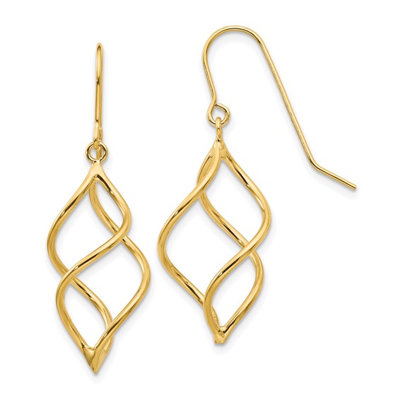 Gold Twisted Dangle Shepard Hook Earrings