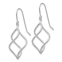14K White Gold Polished Short Twisted Dangle Earrings view 2