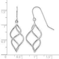14K White Gold Polished Short Twisted Dangle Earrings view 4