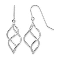 14K White Gold Polished Short Twisted Dangle Earrings view 1