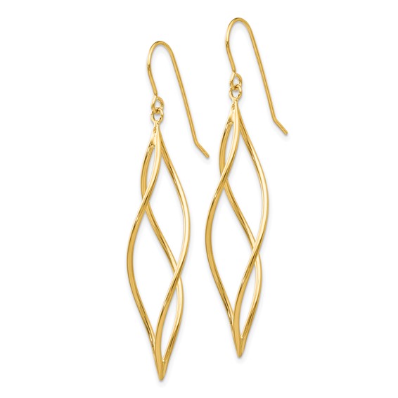 Gold Twisted Dangle Shepard Hook Earrings