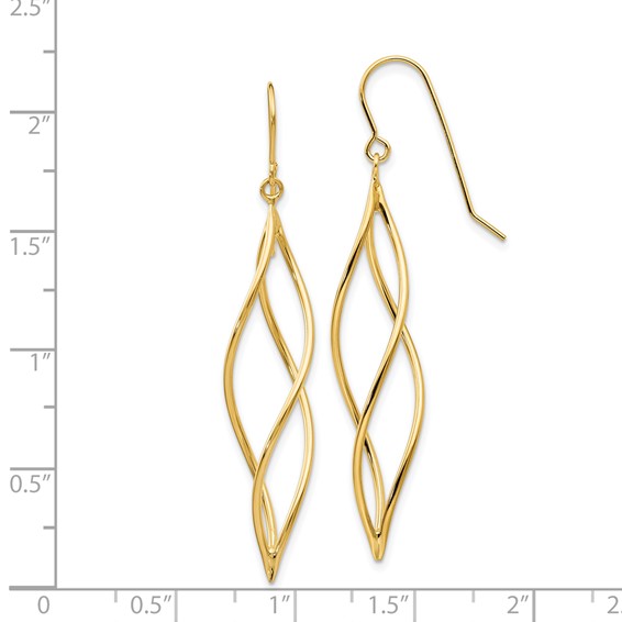 Gold Twisted Dangle Shepard Hook Earrings