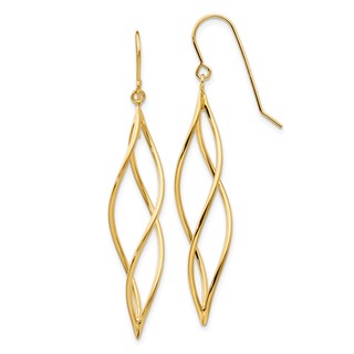 Gold Twisted Dangle Shepard Hook Earrings