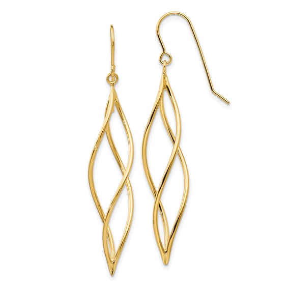 Gold Twisted Dangle Shepard Hook Earrings