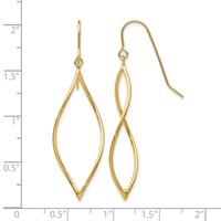 14K Yellow Gold Polished Twisted Oblong Dangle French Hook Earrings view 4