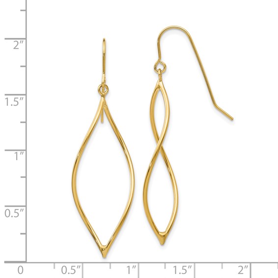 Gold Twisted Dangle Shepard Hook Earrings