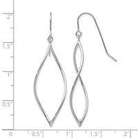 14K White Gold Polished Twisted Oblong Dangle French Hook Earrings view 4