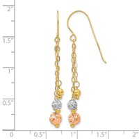 14K Tri-color Diamond-cut Beads and Chain Dangle French Hook Earrings view 4
