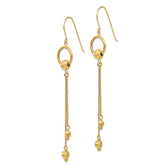 14K Diamond-cut Beads and Chain Dangle French Hook Earrings
