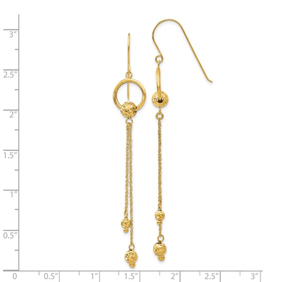 14K Diamond-cut Beads and Chain Dangle French Hook Earrings
