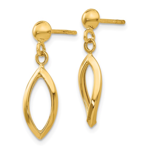Gold Oval Twist Dangle Post Earring