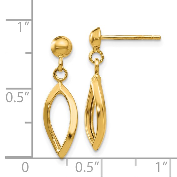 Gold Oval Twist Dangle Post Earring