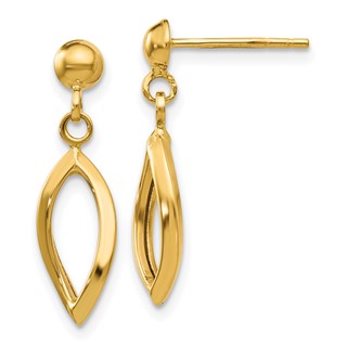 Gold Oval Twist Dangle Post Earring