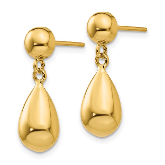 Gold Polished Teardrop Dangle Earrings
