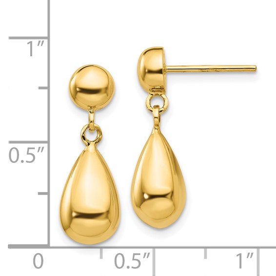 Gold Polished Teardrop Dangle Earrings