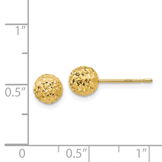Gold Diamond-Cut Ball Post Earrings