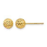 14K 6mm Diamond-cut Puffed Ball Post Earrings view 1