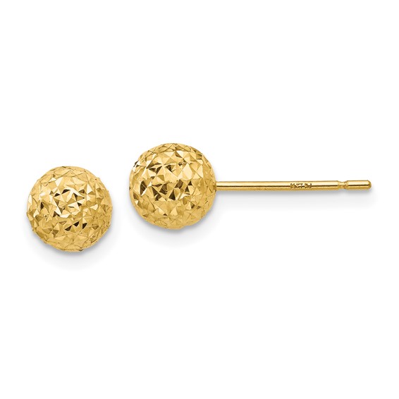 Gold Diamond-Cut Ball Post Earrings