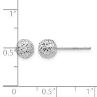 14K White Gold 6mm Diamond-cut Puffed Ball Post Earrings view 4
