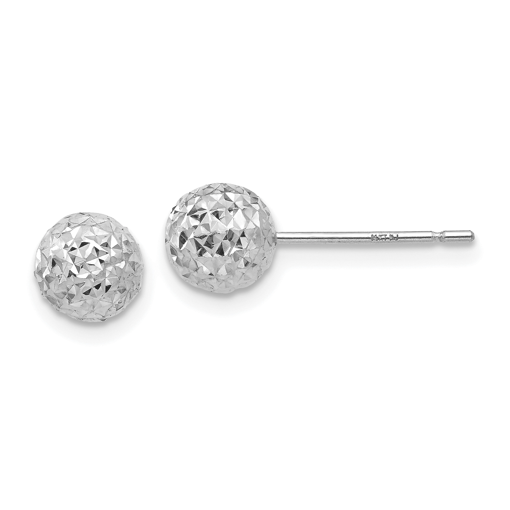 14K White Gold 6mm Ball Post Earrings (TL908)