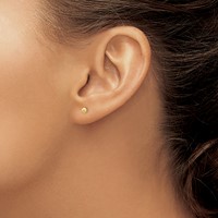 14K 3mm Yellow Gold Textured Puffed Round Button Post Earrings view 3