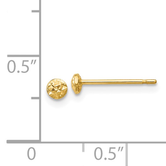Gold Diamond-cut Button Post Earrings