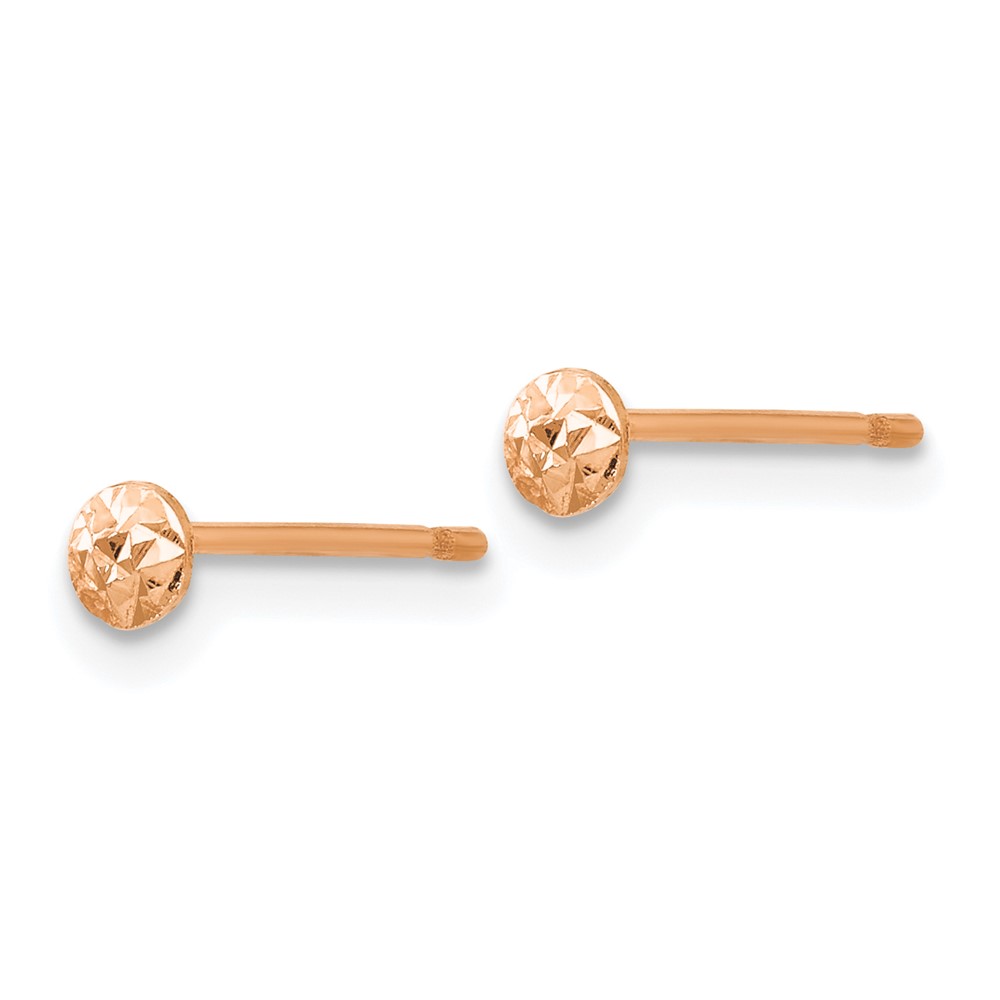 14K Rose Gold 3mm Puff Circle Stud Earrings (TL909R)