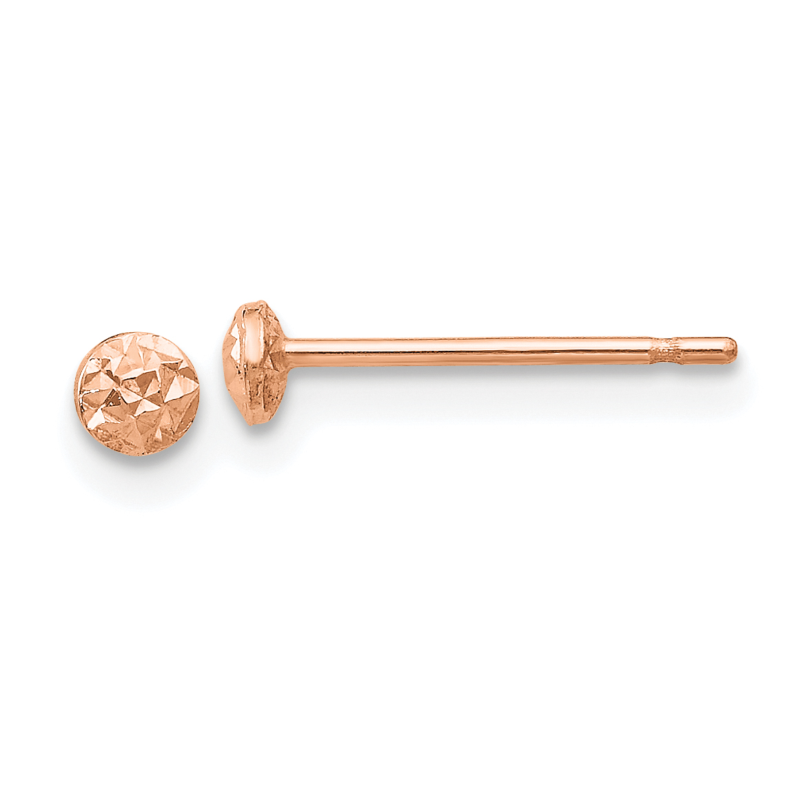 14K Rose Gold 3mm Puff Circle Stud Earrings (TL909R)