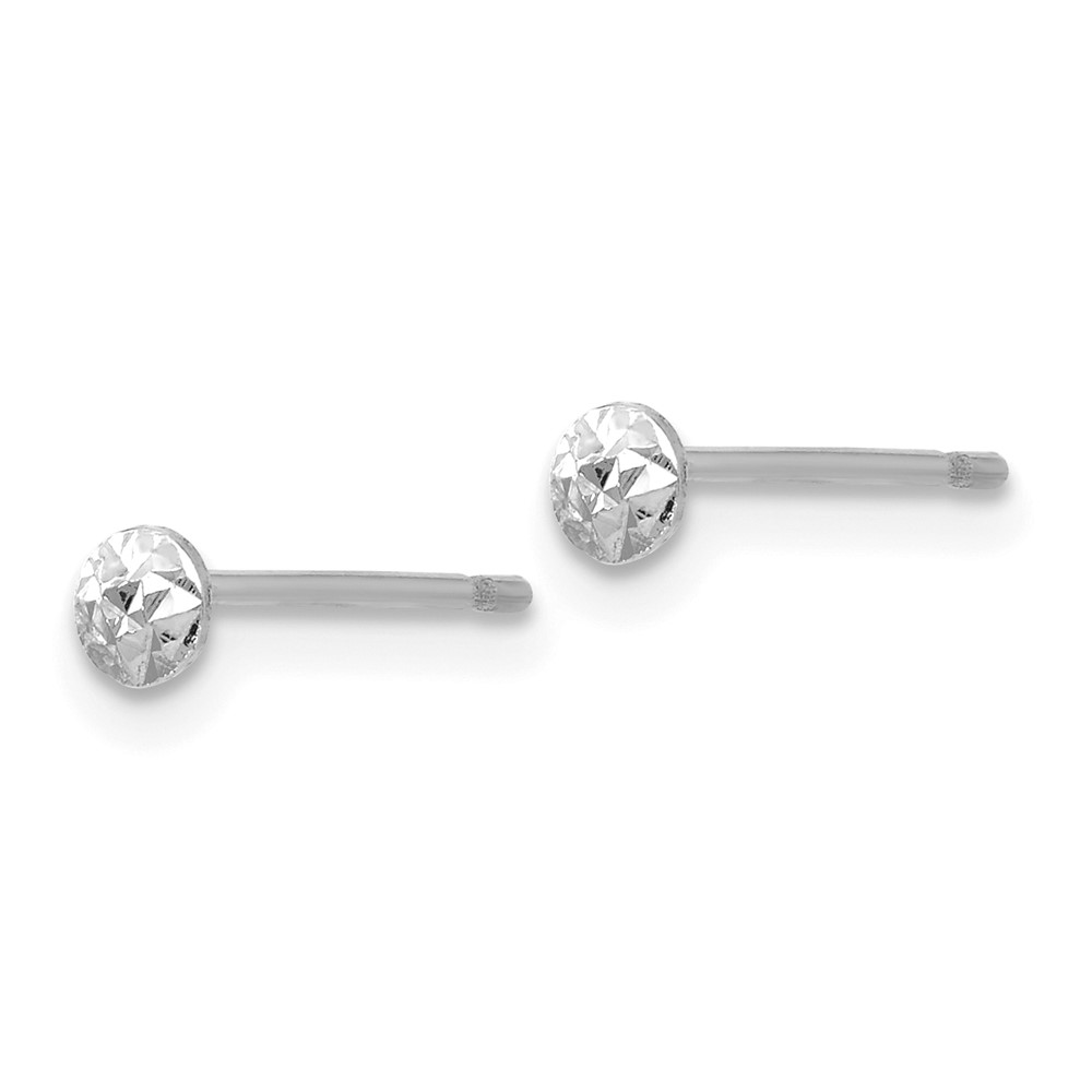 14K White Gold 3mm Puff Circle Stud Earrings (TL910)