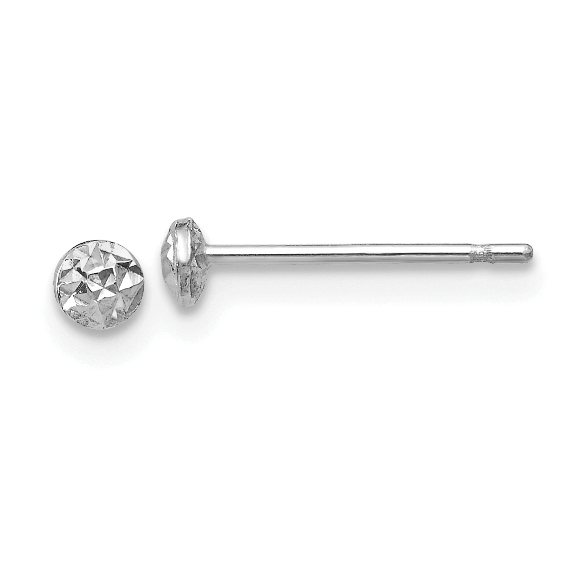 14K White Gold 3mm Puff Circle Stud Earrings (TL910)