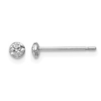 14K White Gold 3mm Textured Puffed Round Button Stud Earrings view 1