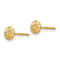 14K 5mm Yellow Gold Textured Puffed Round Button Post Earrings view 2