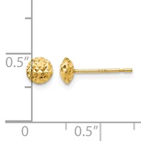 14K 5mm Yellow Gold Textured Puffed Round Button Post Earrings view 4