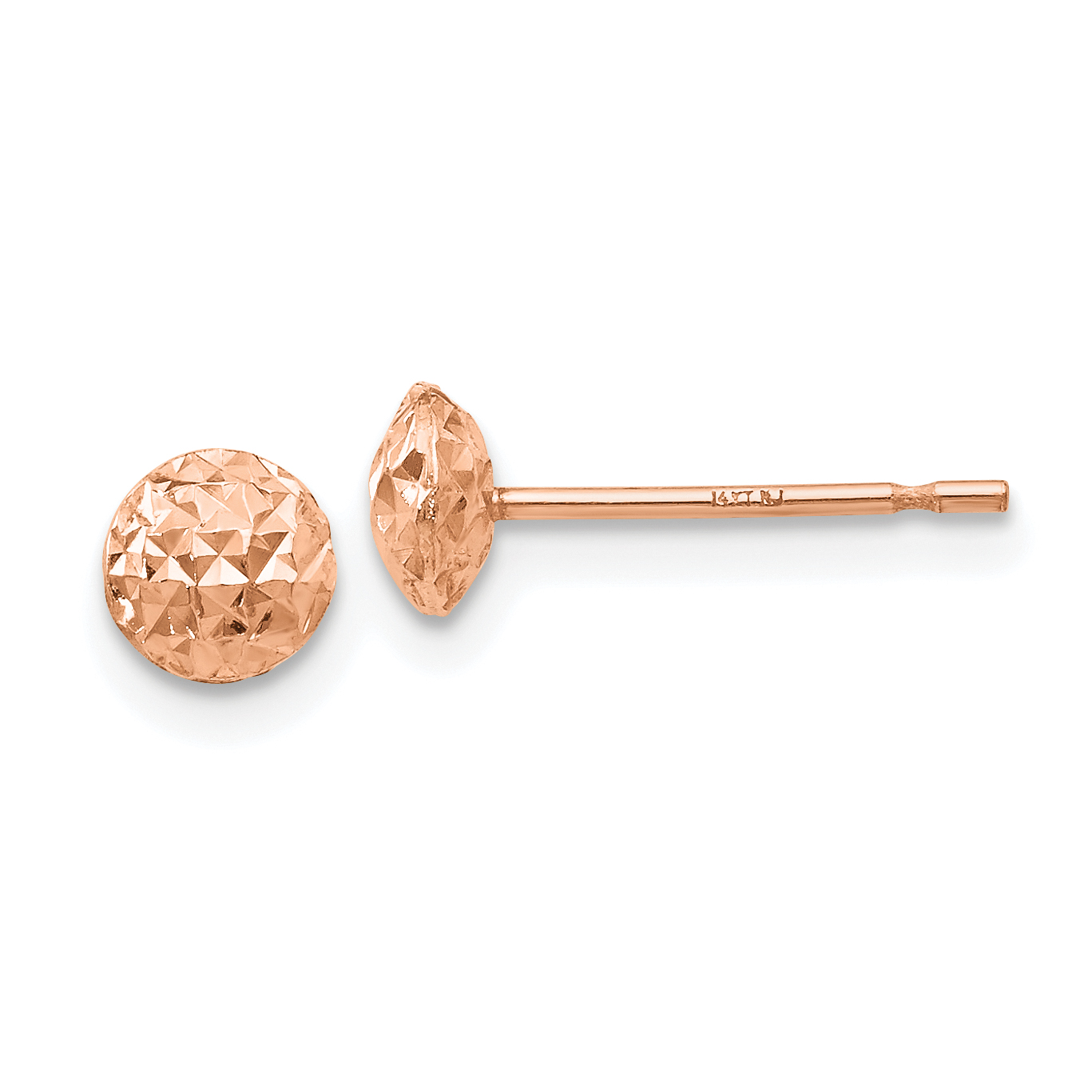 14K Rose Gold 5 mm Puff Circle Stud Earrings (TL911R)