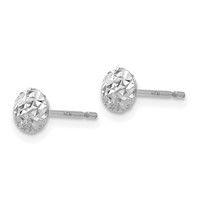14K White Gold 5mm Textured Puffed Round Button Post Earrings view 2