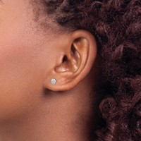 14K White Gold 5mm Textured Puffed Round Button Post Earrings view 3